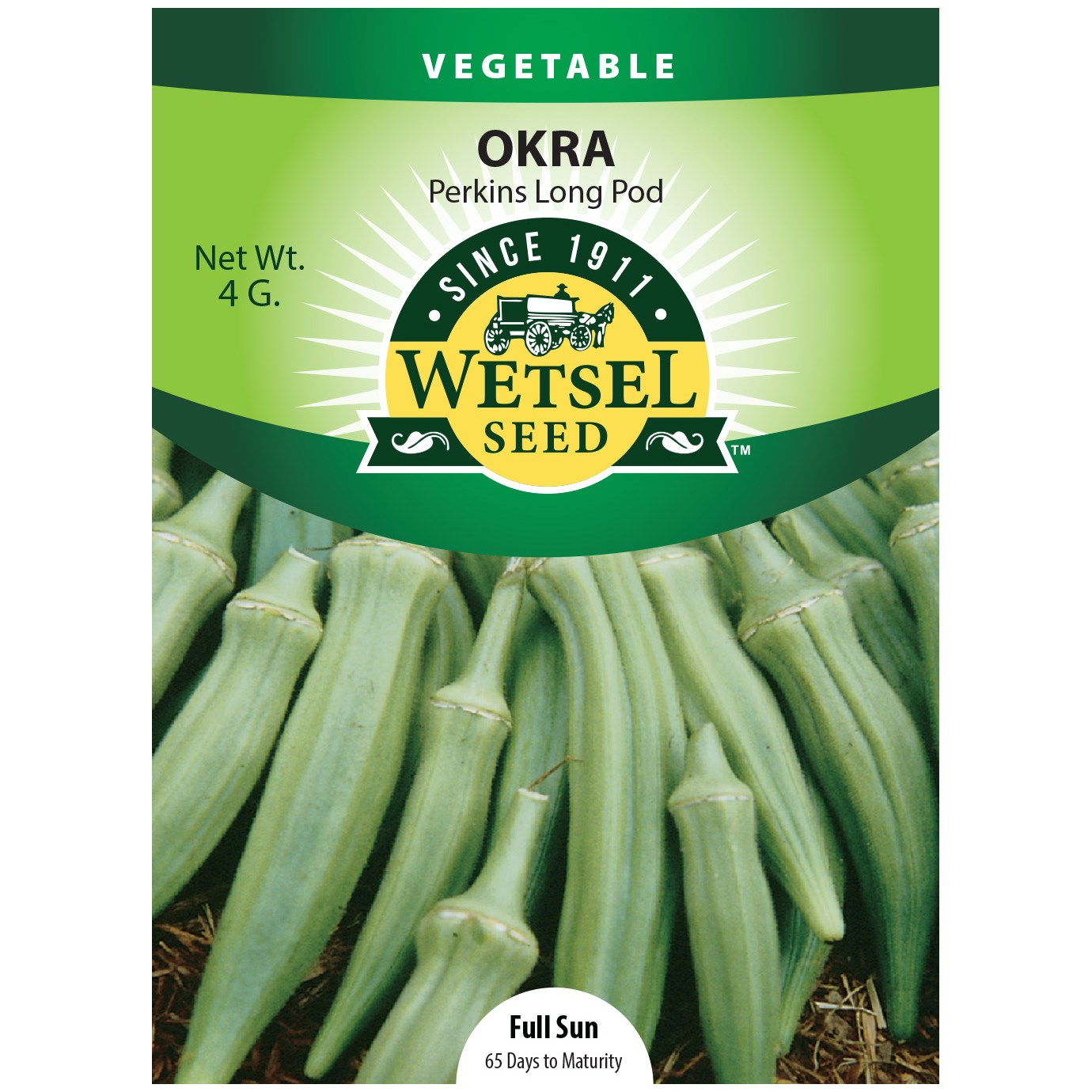 Okra, Perkins Long Pod 4 Grams — priced per each; minimum 5; multiples of 5