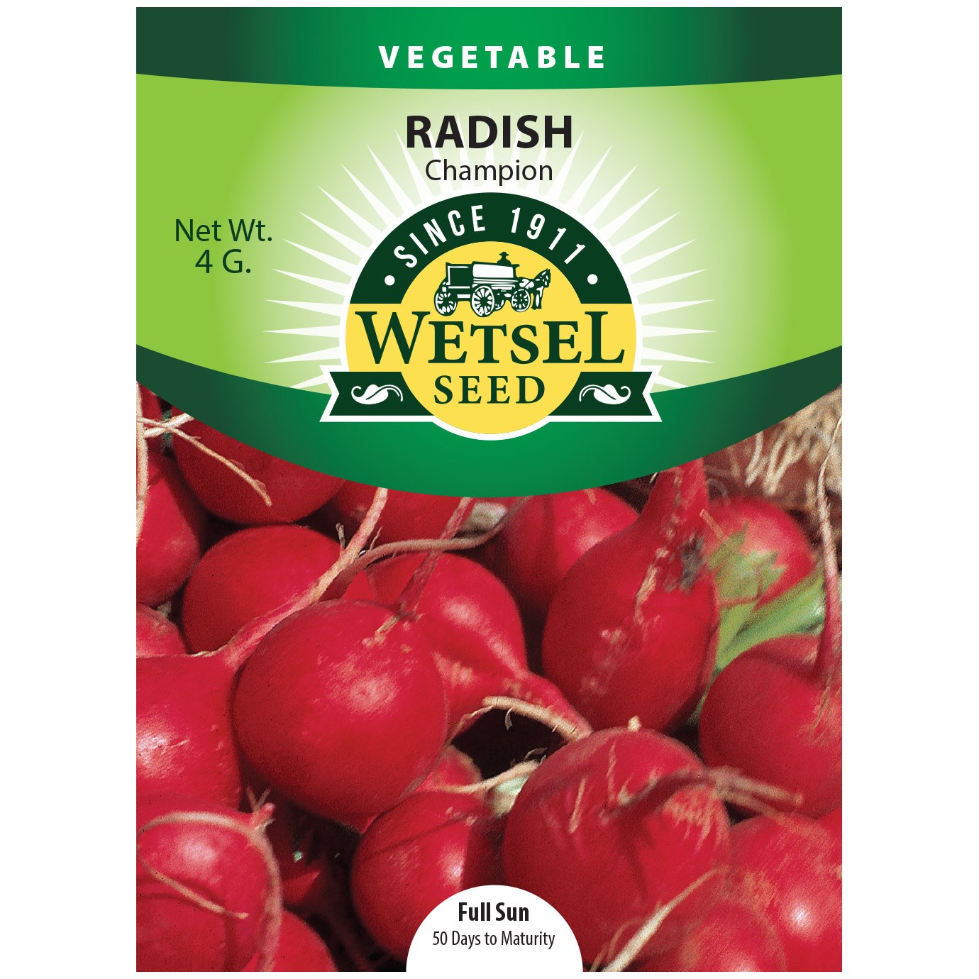 Radish, Champion 4 Grams — priced per each; minimum 5; multiples of 5