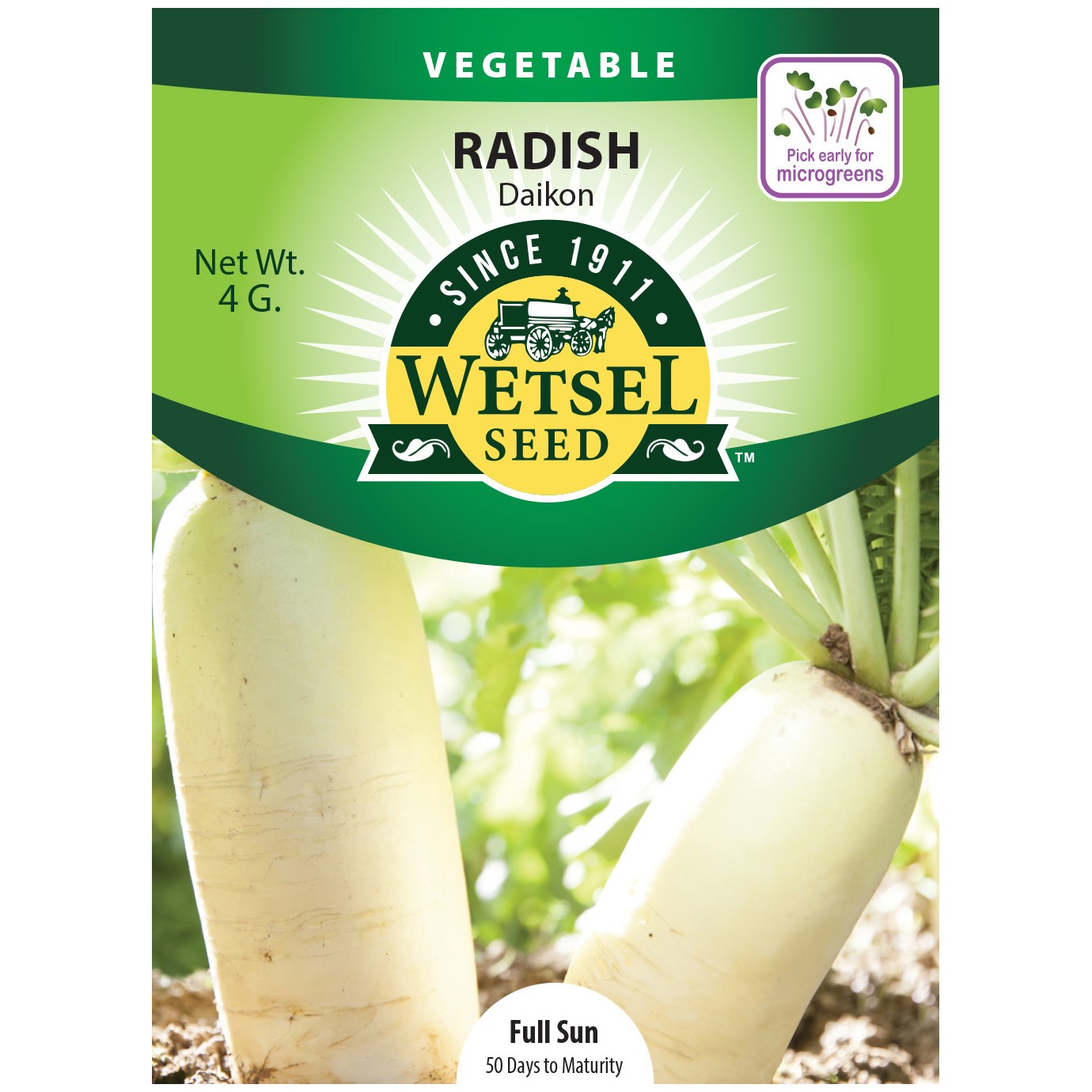 Radish, Daikon 4 Grams — priced per each; minimum 5; multiples of 5