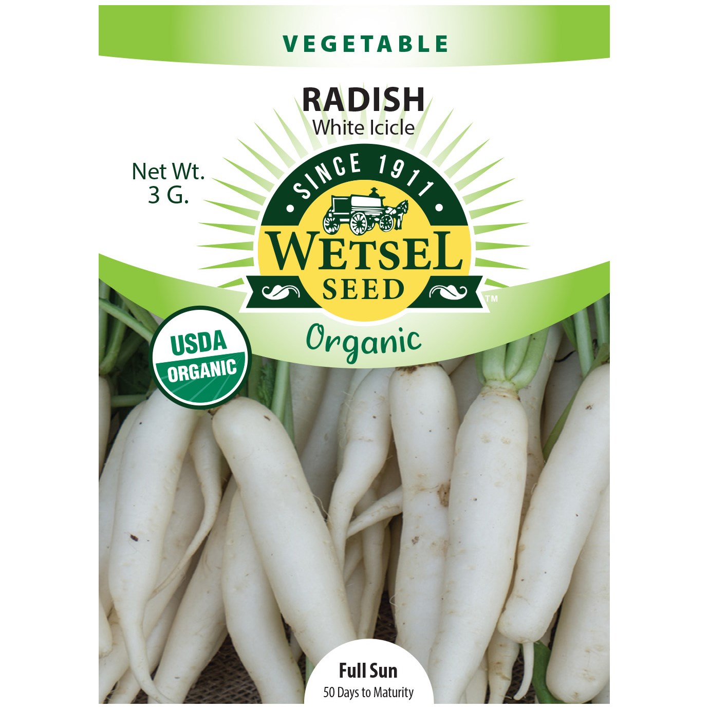 Radish, Organic White Icicle 3 Grams — priced per each; minimum 5; multiples of 5