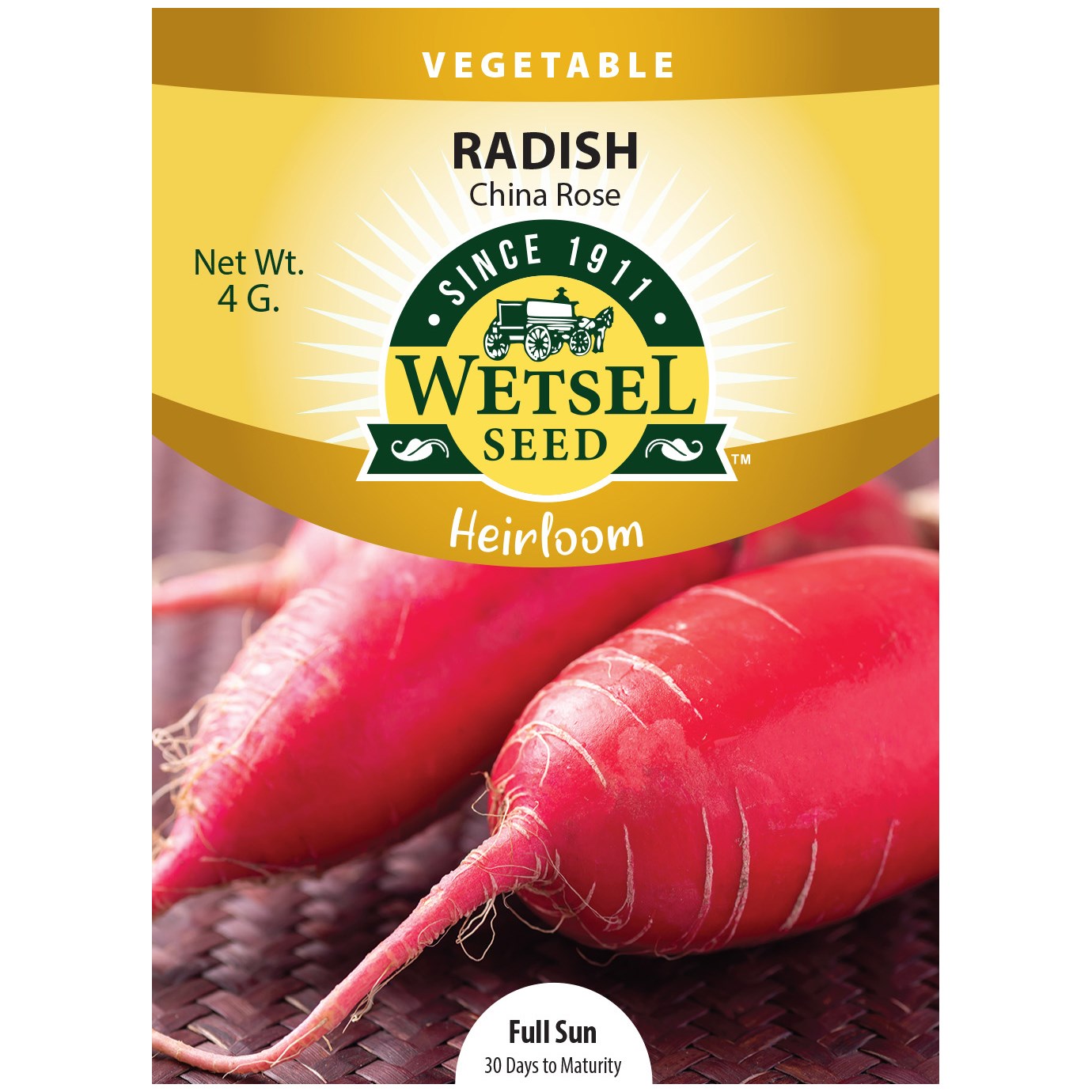 Radish, Heirloom China Rose 4 Grams — priced per each; minimum 5; multiples of 5