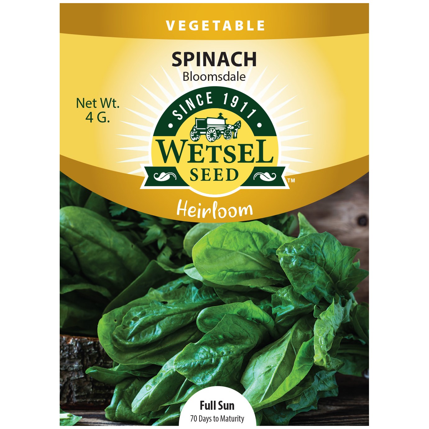 Spinach, Heirloom Bloomsdale 4 Grams — priced per each; minimum 5; multiples of 5