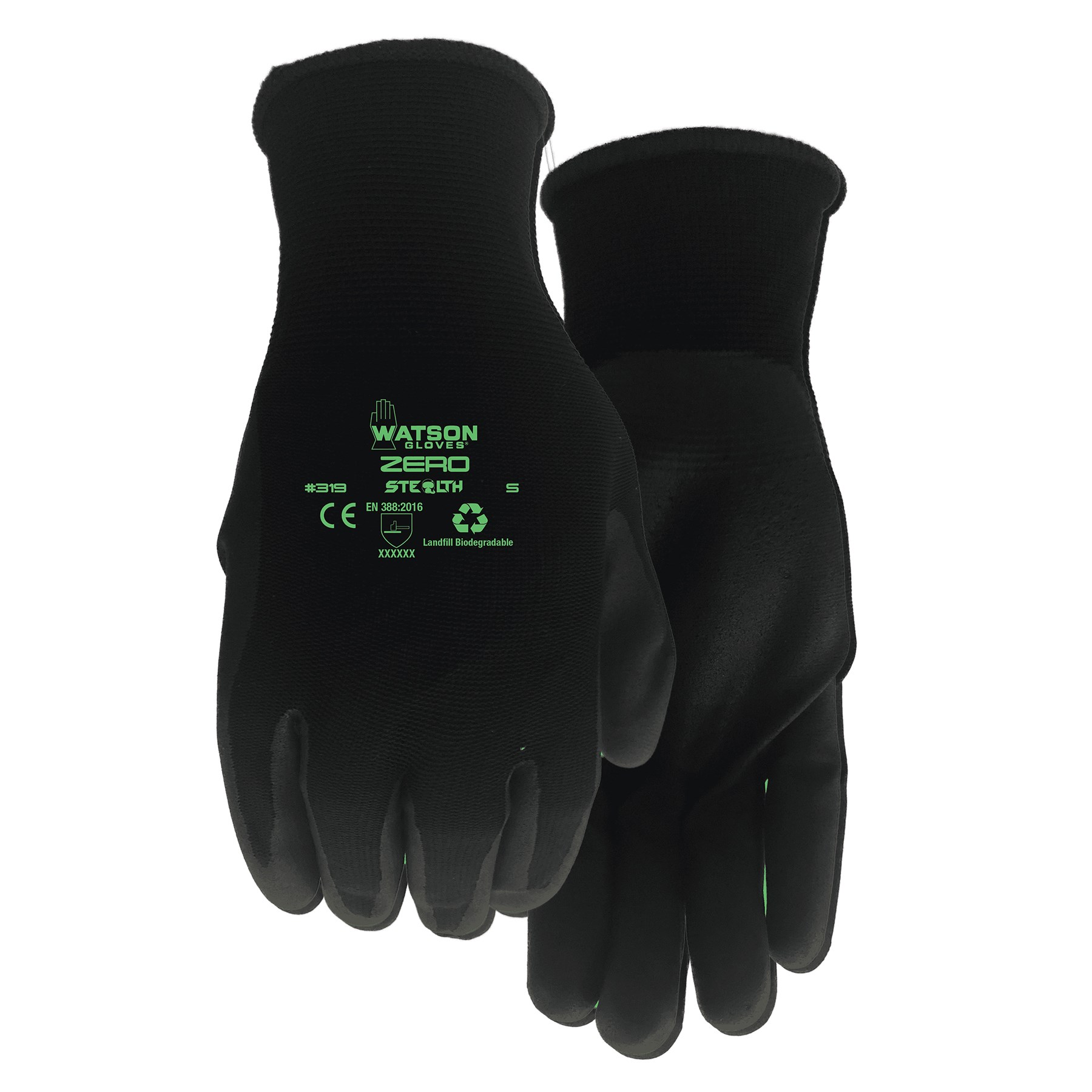 Watson Gloves Stealth Zero Medium Zerowaste Nylon Knit — priced per each; minimum 6; multiples of 6