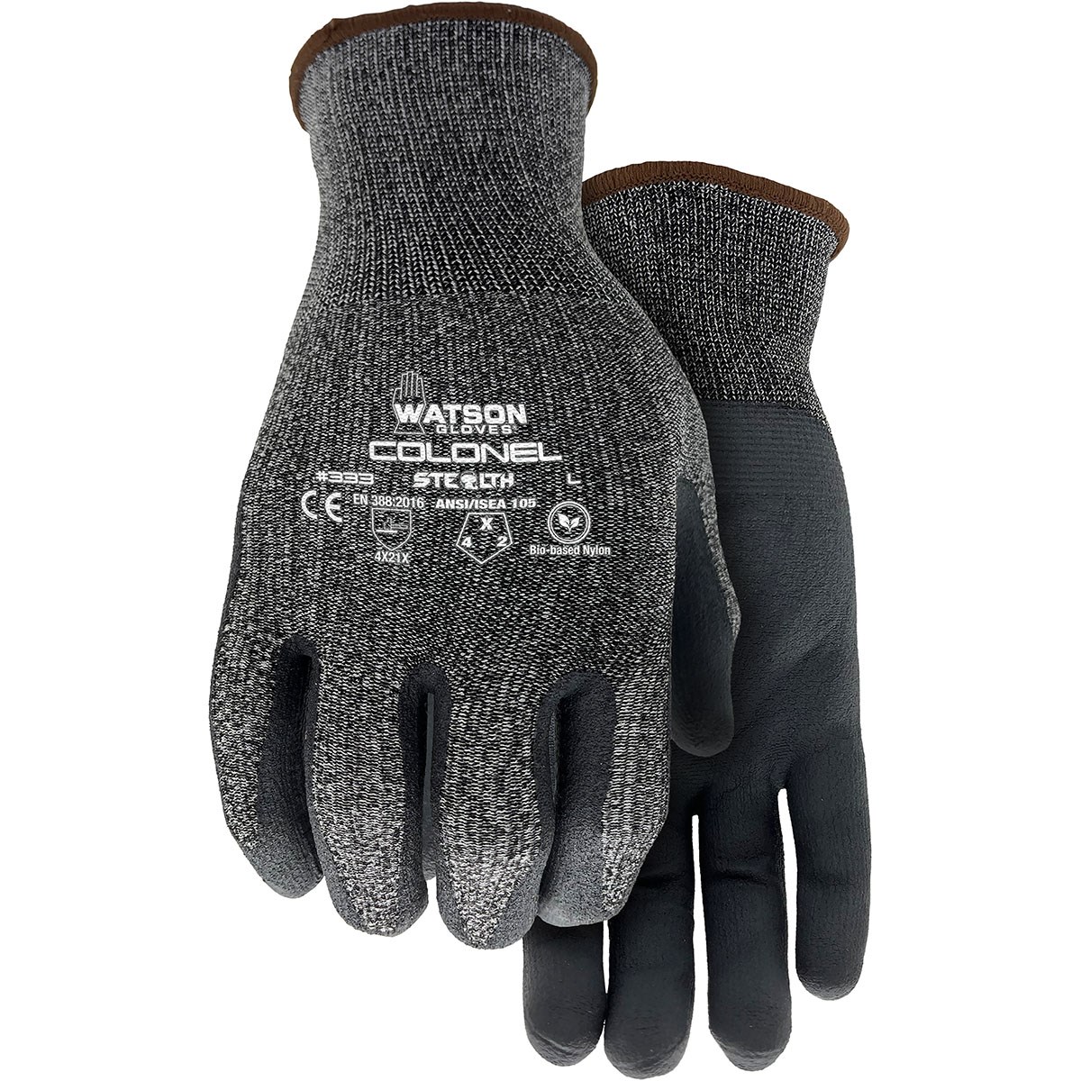 Watson Gloves Stealth Colonel X-Large Bio-Base Nylon Nitrile Palm