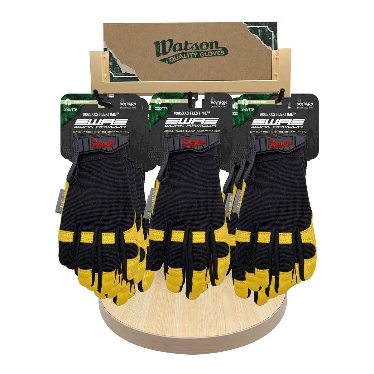 Watson Gloves 36pr Kids Glove Pre-Pack 6-Peg Spinner Rack - Image 2