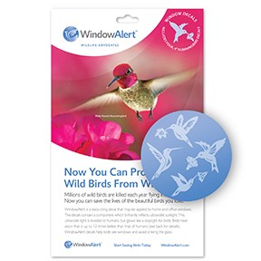 WindowAlert Hummingbird UV-Reflective Anti-Collision Bird Deterrent Window Decal — priced per each; minimum 12; multiples of 12
