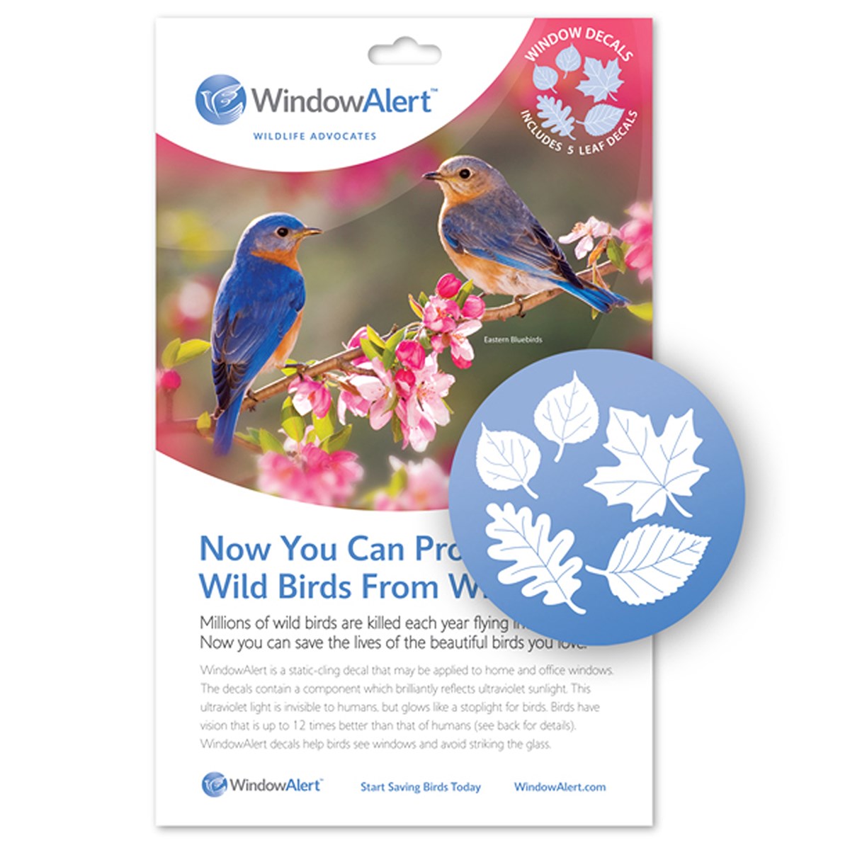 WindowAlert Leaf Medley UV-Reflective Anti-Collision Bird Deterrent Window Decal — priced per each; minimum 12; multiples of 12