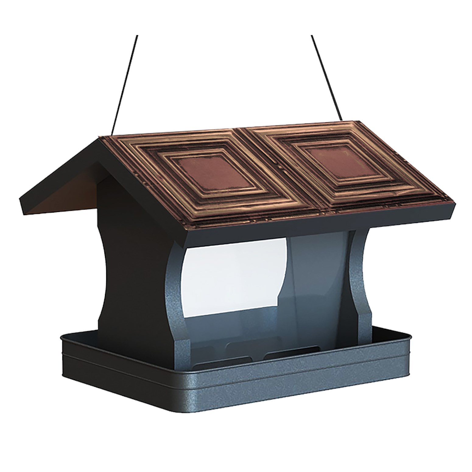 Woodlink Vintage Tin Panel Roof Hopper Feeder — priced per each; minimum 2; multiples of 2