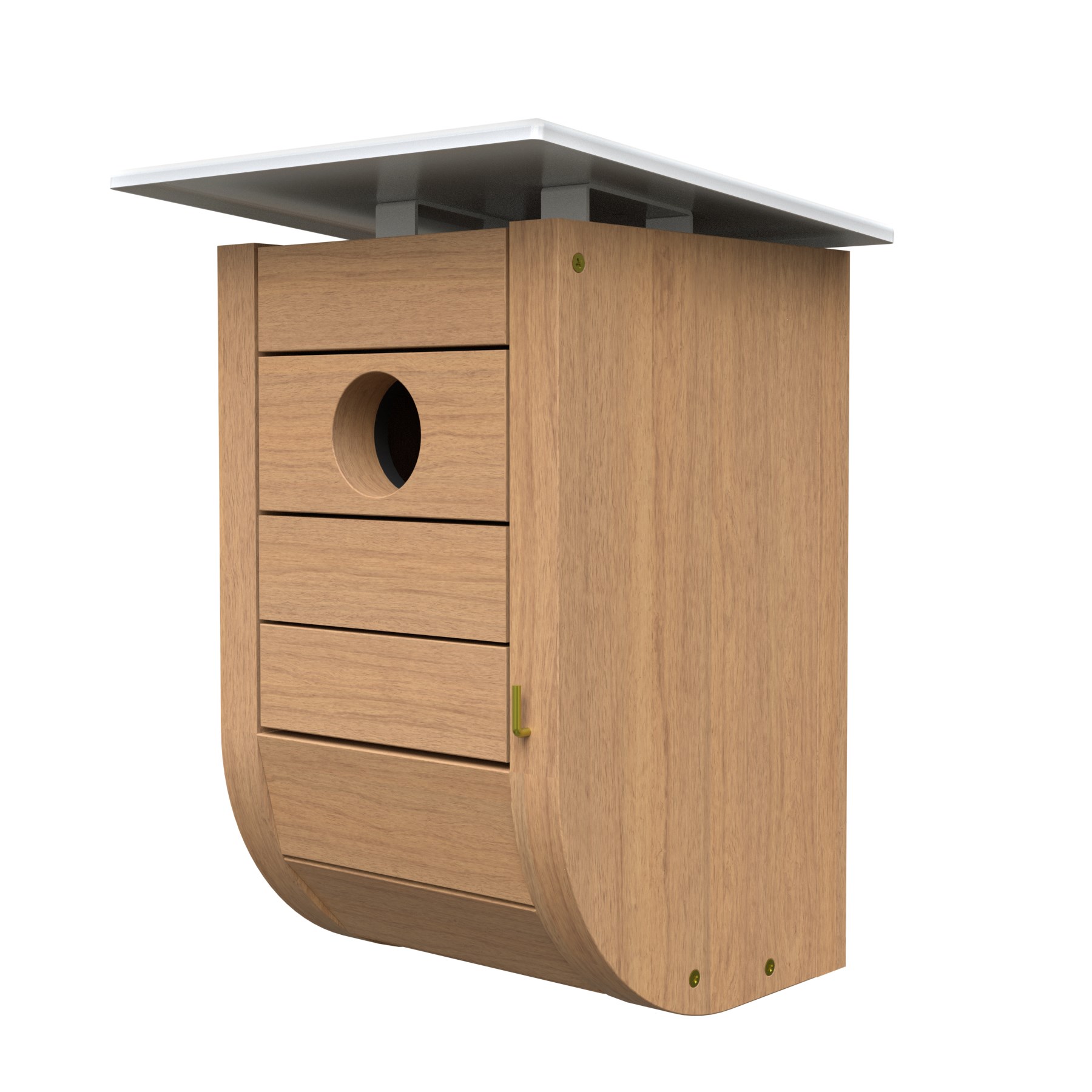 Woodlink Nordic Modern Bluebird House with Teak Finish White Metal Roof — priced per each; minimum 2; multiples of 2