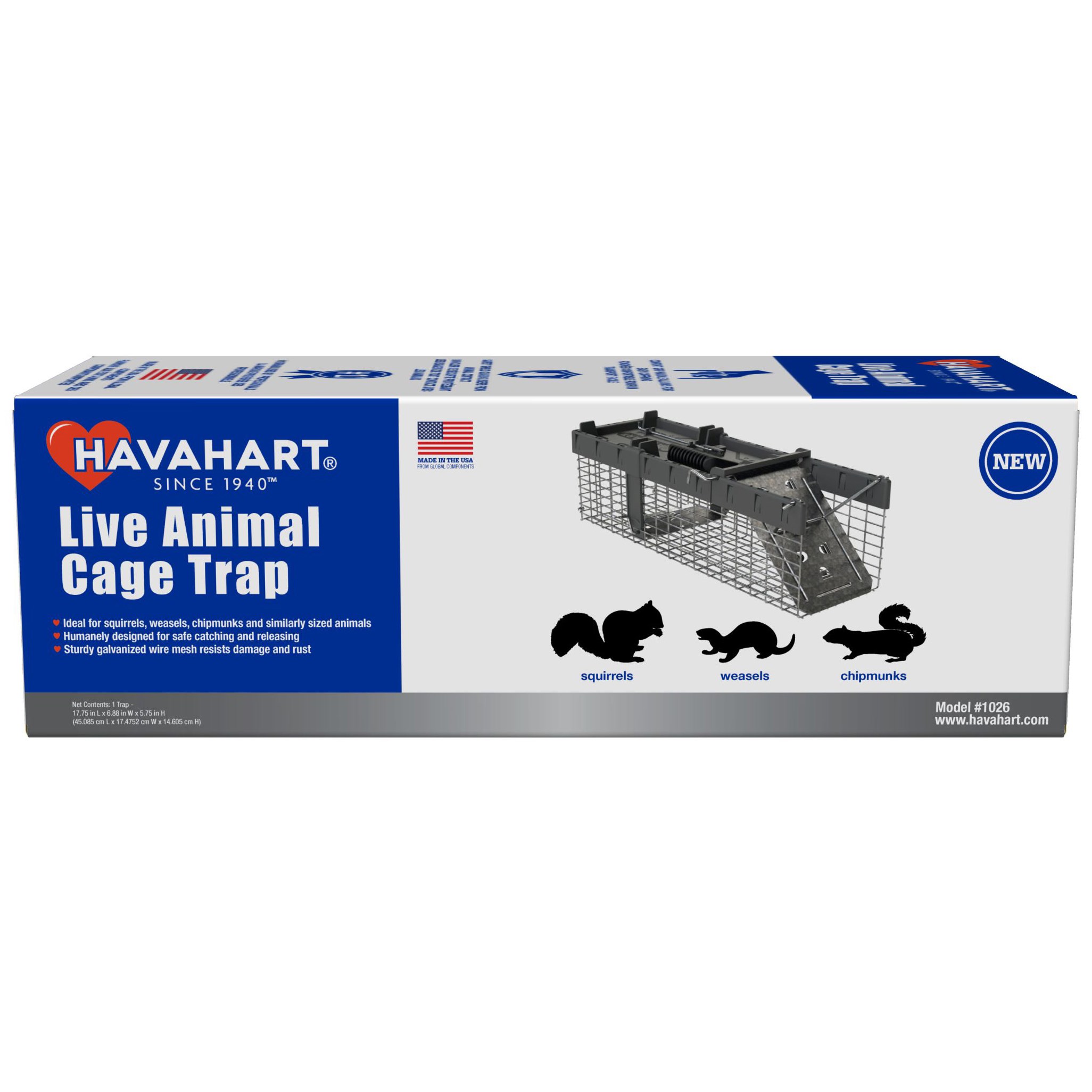 Havahart 17x6x6 Live Cage Trap Sized for Squirrels Rabbits