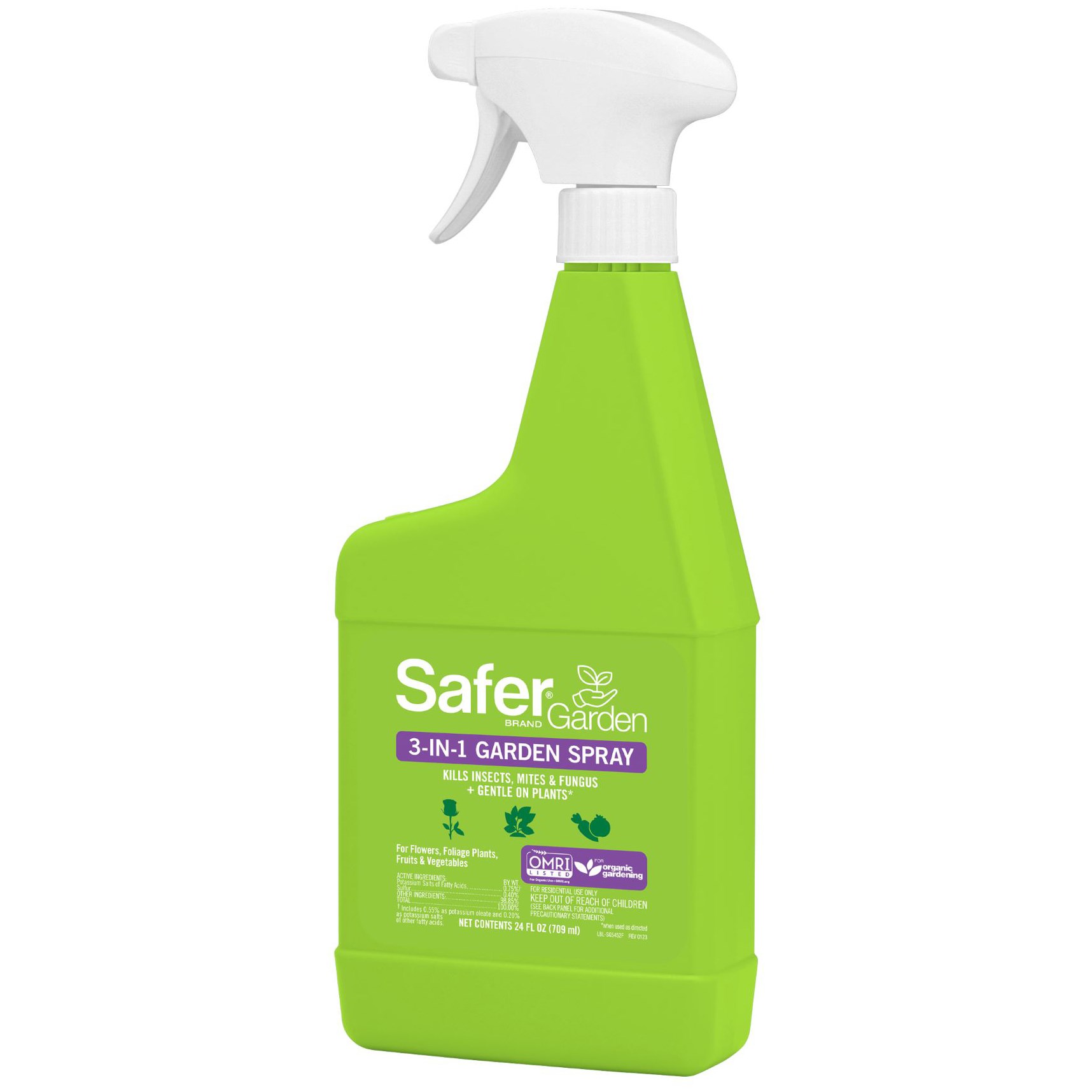Safer Garden 24oz 3 in 1 Miticide Fungicide Insecticide RTU OMRI Listed — priced per each; minimum 6; multiples of 6