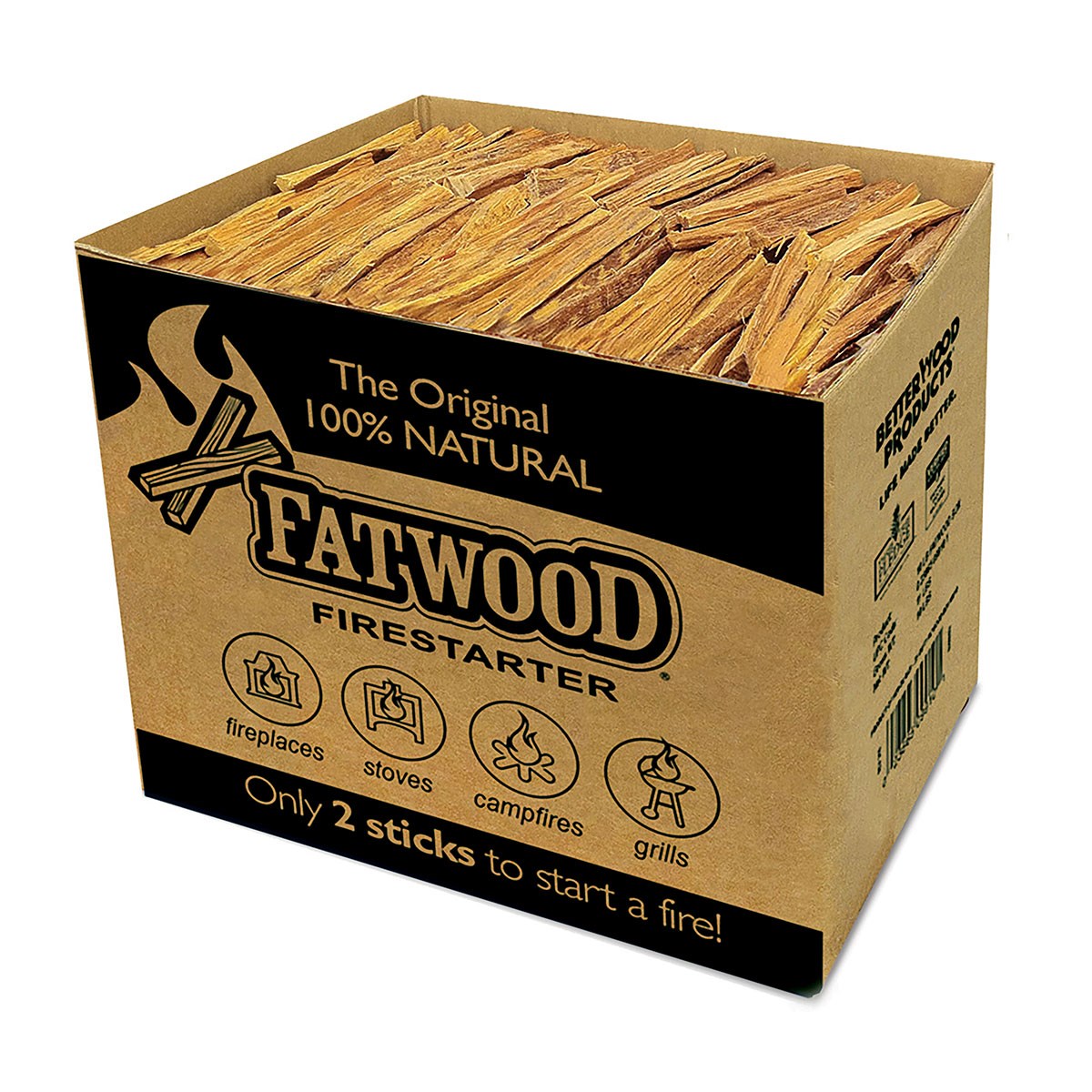 Wood Products Fatwood 10# Kraft Box — priced per each; minimum 4; multiples of 4