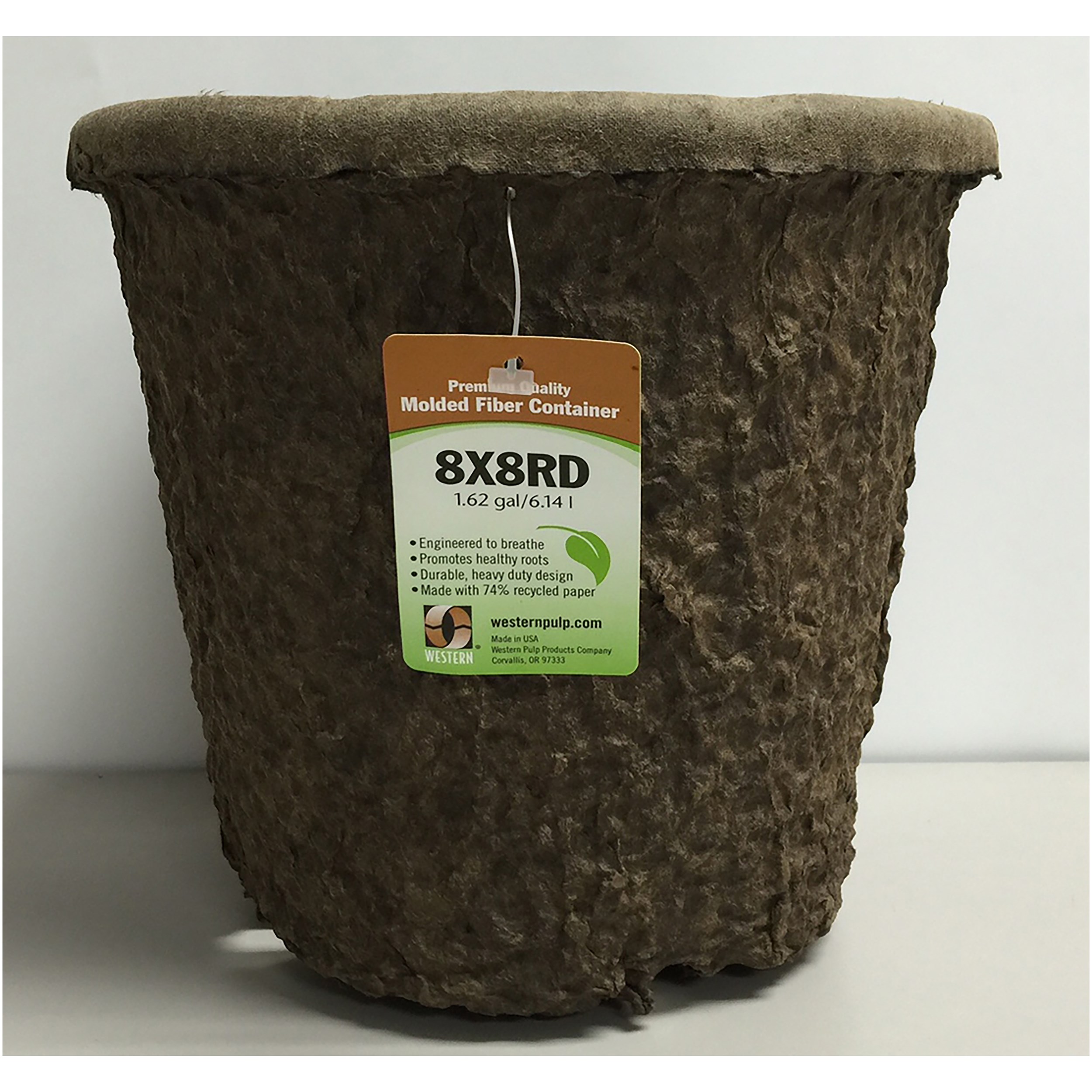 Western Pulp 8x8 Round Retail Container w/UPC, 1.62gal — Single Unit