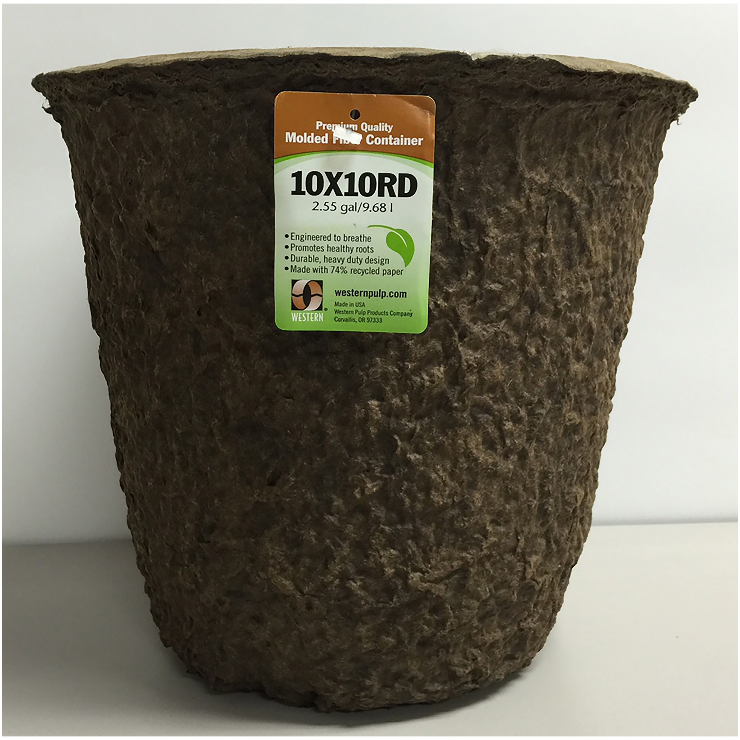 Western Pulp 10x10 Round Retail Container w/UPC, 2.55gal — priced per each; minimum 24; multiples of 24