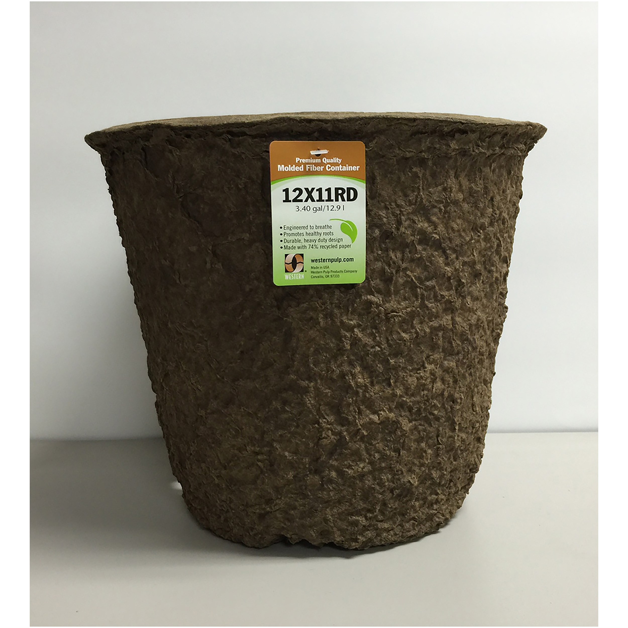 Western Pulp 12x11 Round Retail Container w/UPC, 3.40gal — Single Unit