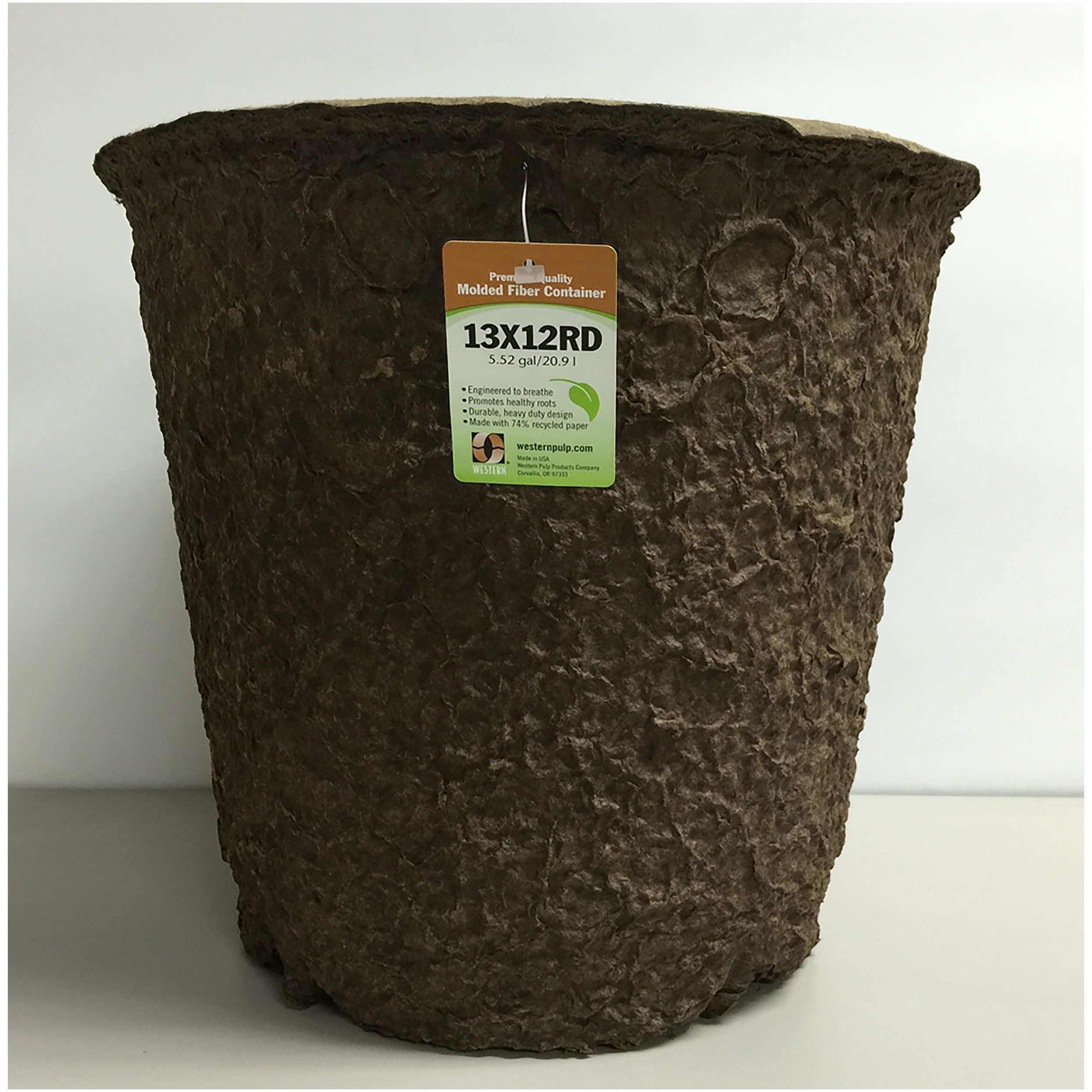 Western Pulp 13X12 Round Retail Container w/UPC, 5.52gal — priced per each; minimum 12; multiples of 12