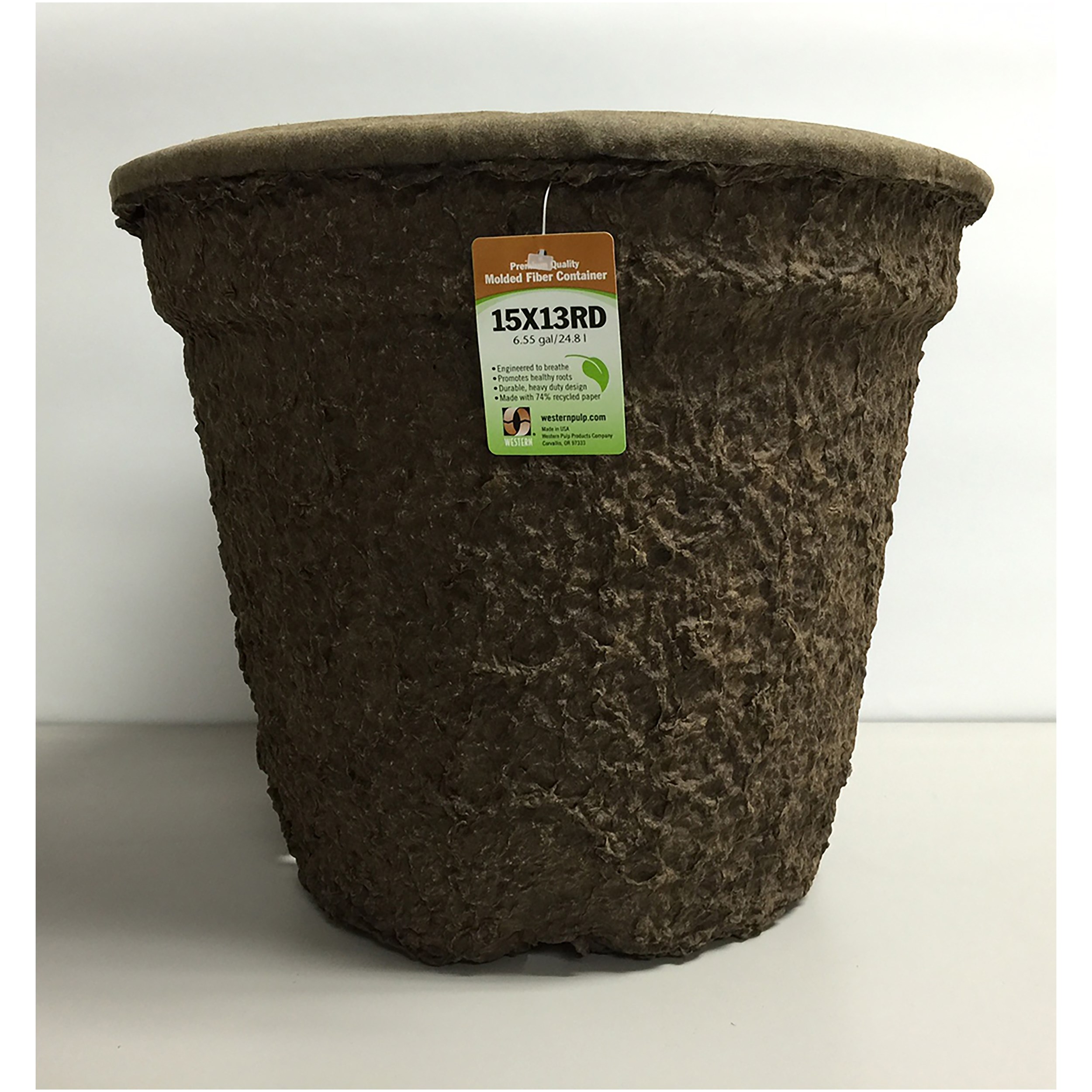 Western Pulp 15x13 Round Retail Container w/UPC, 6.55gal — priced per each; minimum 12; multiples of 12