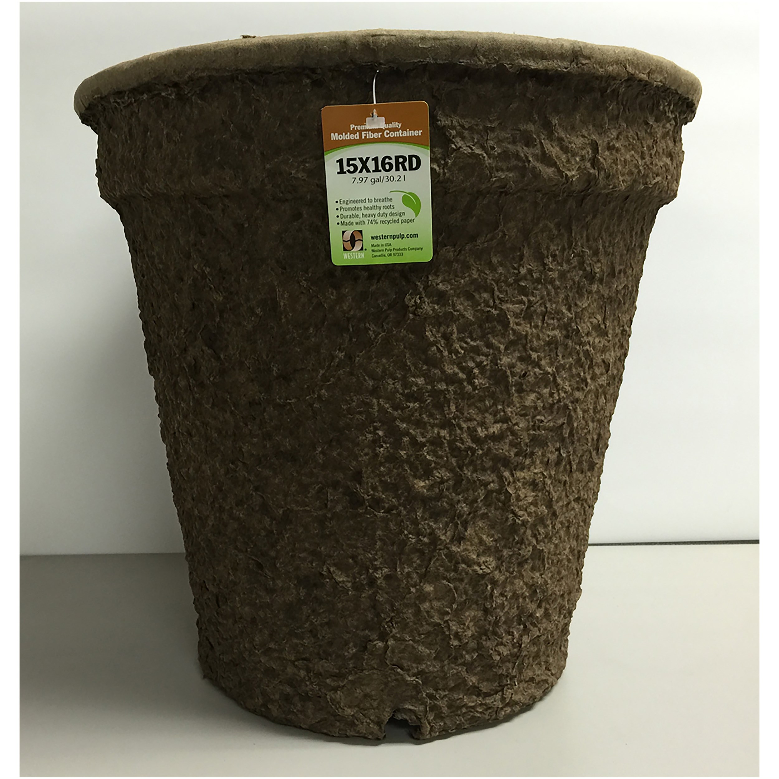 Western Pulp 15x16 Round Retail Container w/UPC, 7.97gal — priced per each; minimum 12; multiples of 12