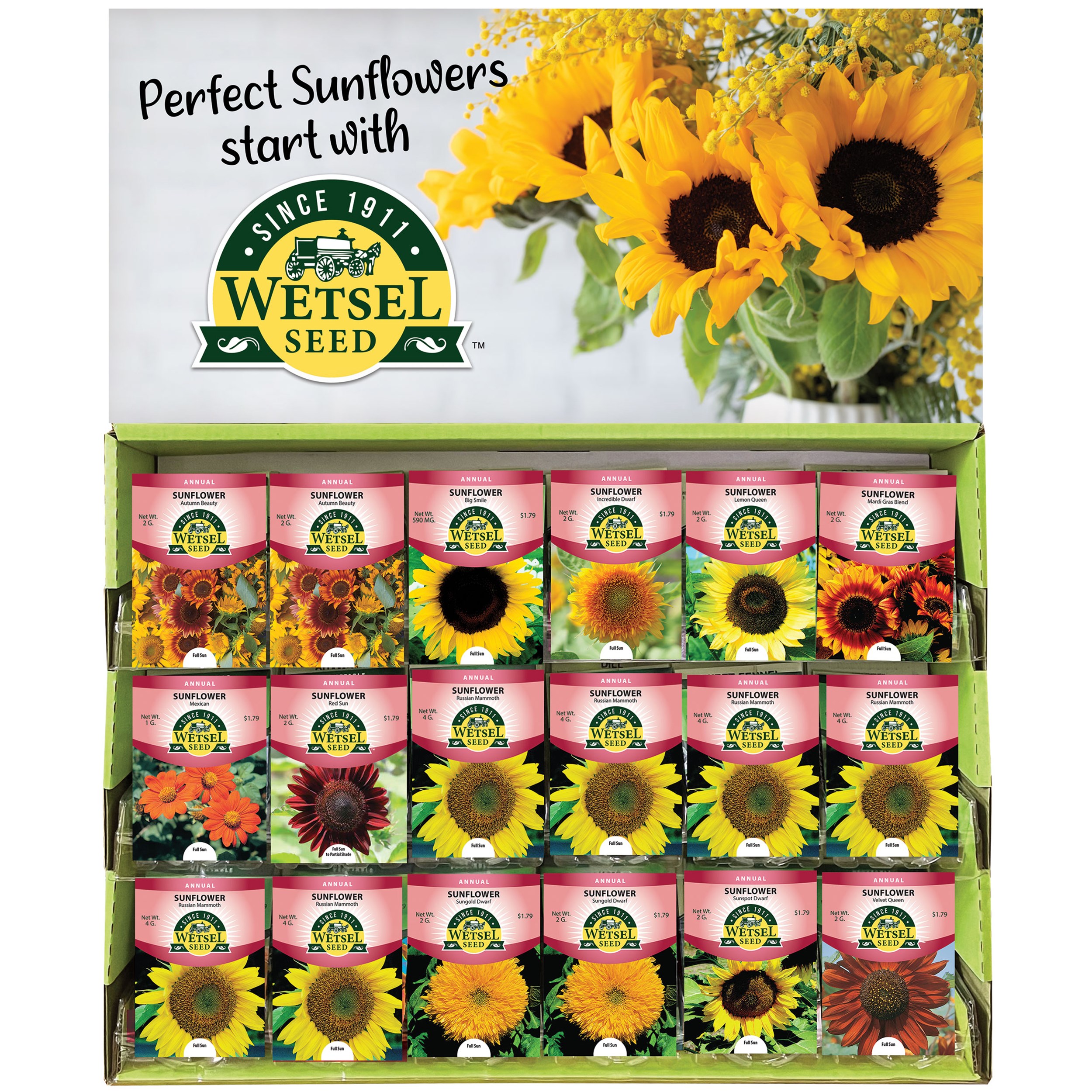 Wetsel 200PKT Sunflower Counter Display