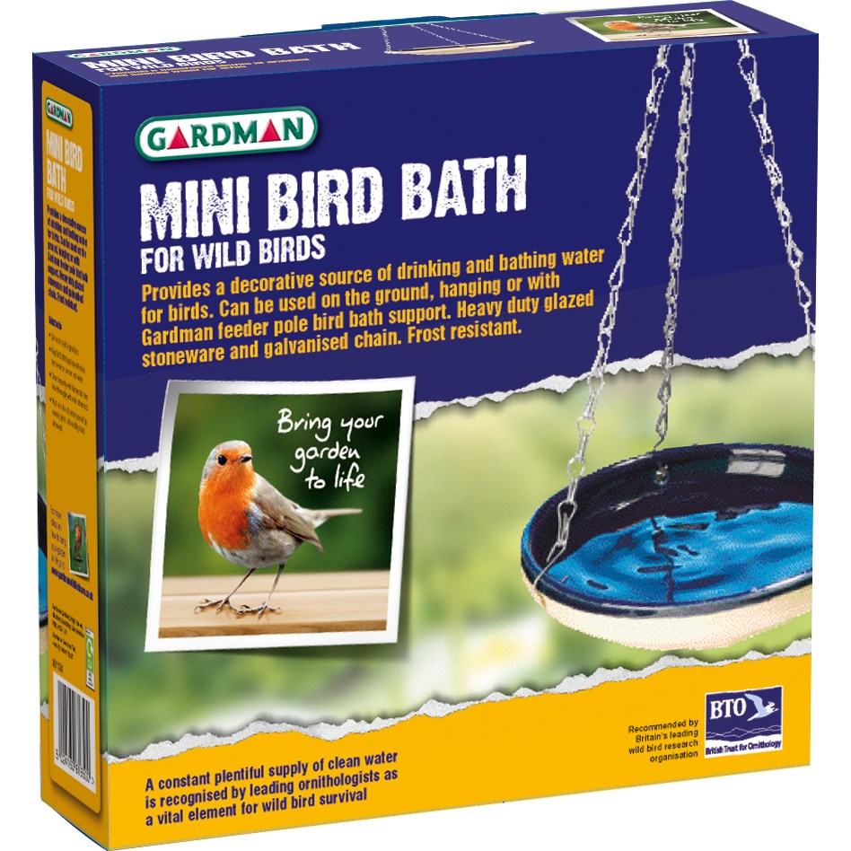 WSP Mini Glazed Blue Bird Bath