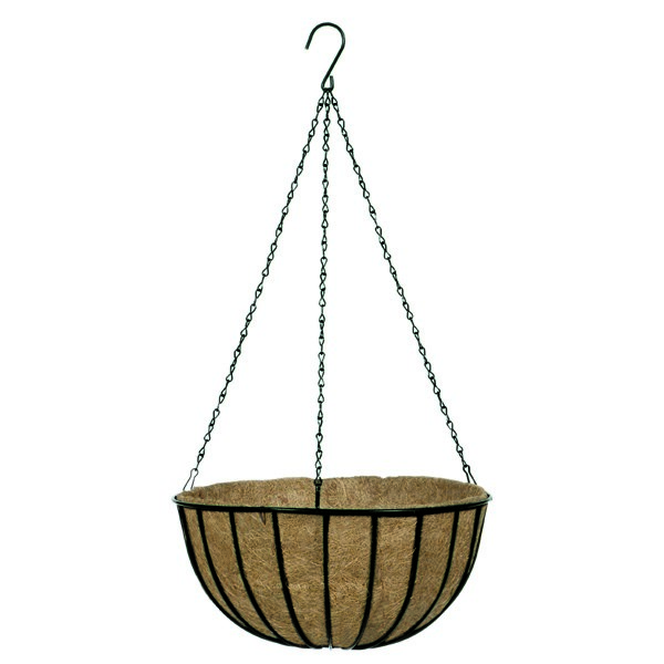 WSP 12" Black Traditional Hanging Basket with Coco Liner — priced per each; minimum 15; multiples of 15