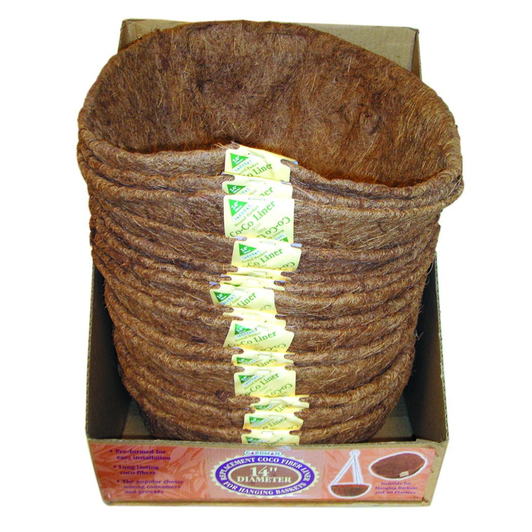 WSP 14" Basket Shaped Coco Liner in Display Carton — priced per each; minimum 25; multiples of 25