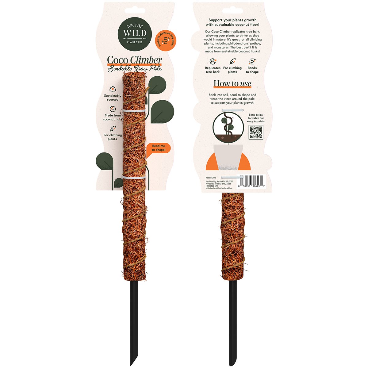 We The Wild 16" Coco Climber Bendable Grow Pole — priced per each; minimum 6; multiples of 6