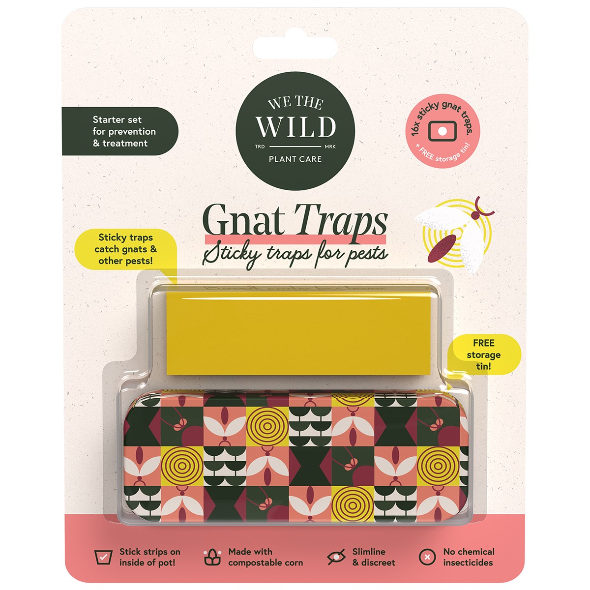 We The Wild 16pc Compostable Pest Traps with Tin