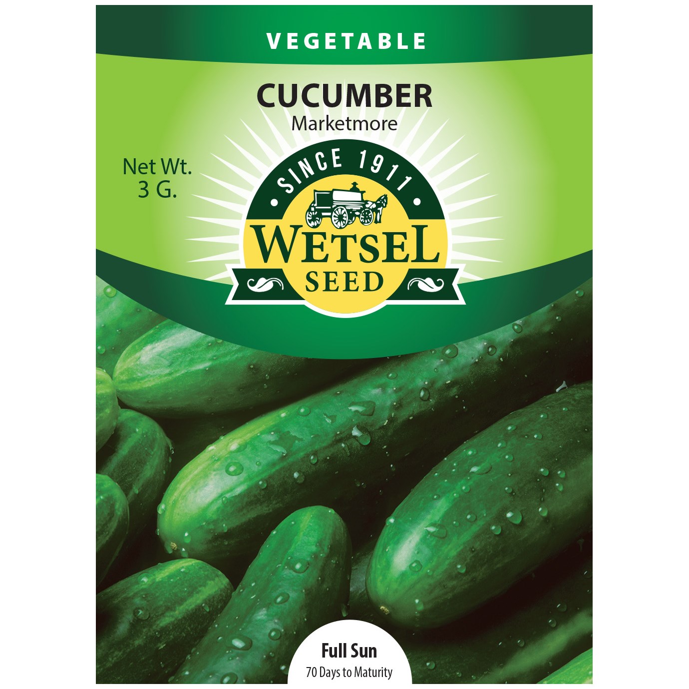 Cucumber, Marketmore 3 Grams — priced per each; minimum 5; multiples of 5
